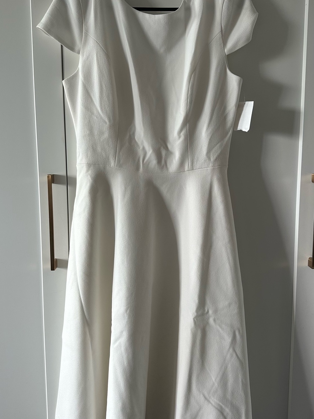Dress the Population Ivory Scoop-Neck Midi Fit-and-Flare Dress